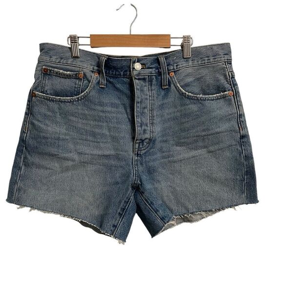 Madewell Relaxed Mid-Length Denim Button Fly Shorts Size 29 - Picture 1 of 7
